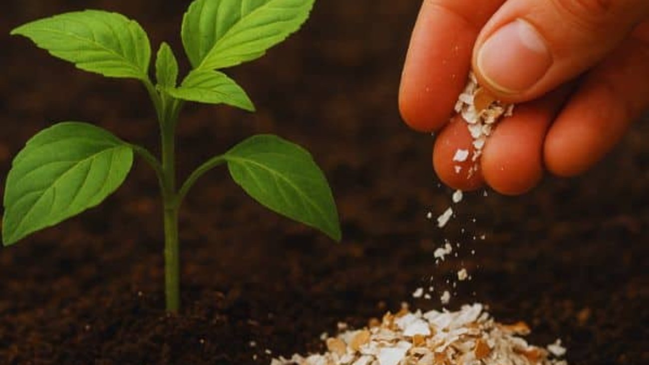 pemupukan tanaman dengan bubuk cangkang telur